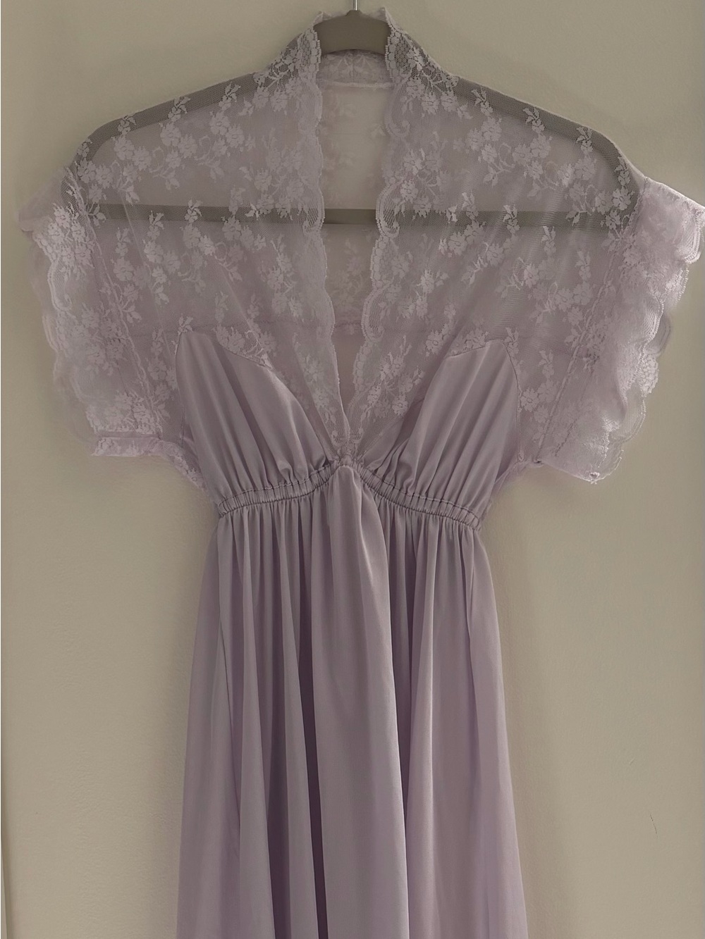 Vintage Val Mode Lavender Nightgown Satin Lace Petite S